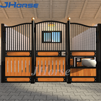 Logam Paddock Stable Riding Shed Horse Stall Panel Dengan Sliding Door