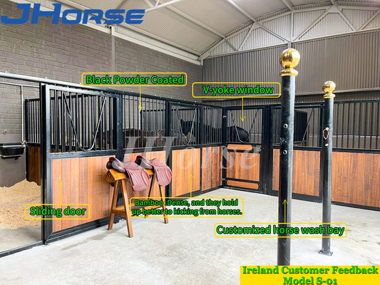 Powder Coating Indoor 28mm Bamboo Pine Wooden Horse Warung
