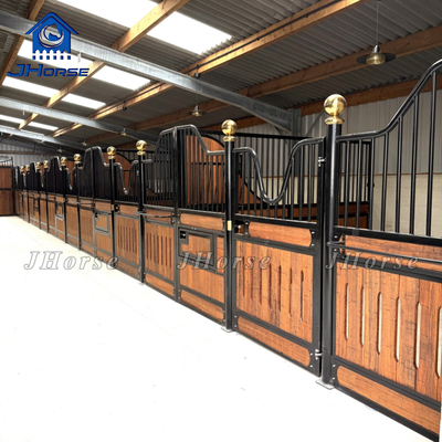 Heavy Duty Powder Coated Horse Stable Box Equipment Equestrian Horse Stall Depan Dengan Jendela Feeder