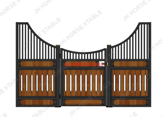 Black Powder Coating Horse Stall Fronts Tahan Korosi Dengan Pengumpan